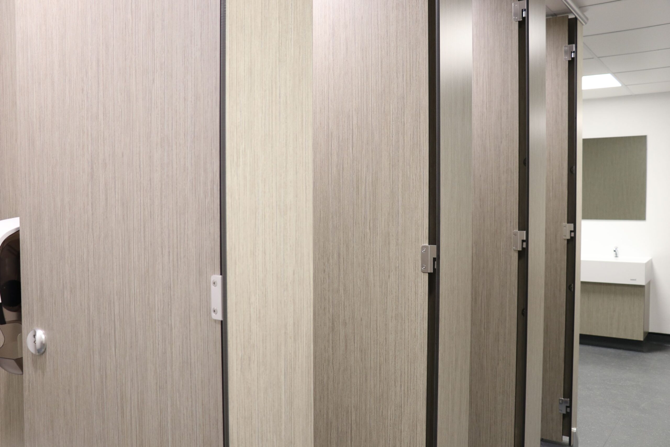 open toilet cubicles